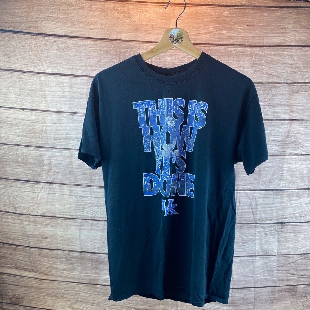 Gildan Black Short Sleeve Tee with Blue Graphic